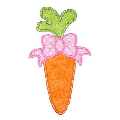 Carrot with Bow Sew or Iron on Embroidered Patch - image1